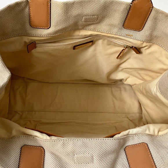 TORY BURCH Canvas & Leather Ella Tote Beige Natural - Picture 9 of 16